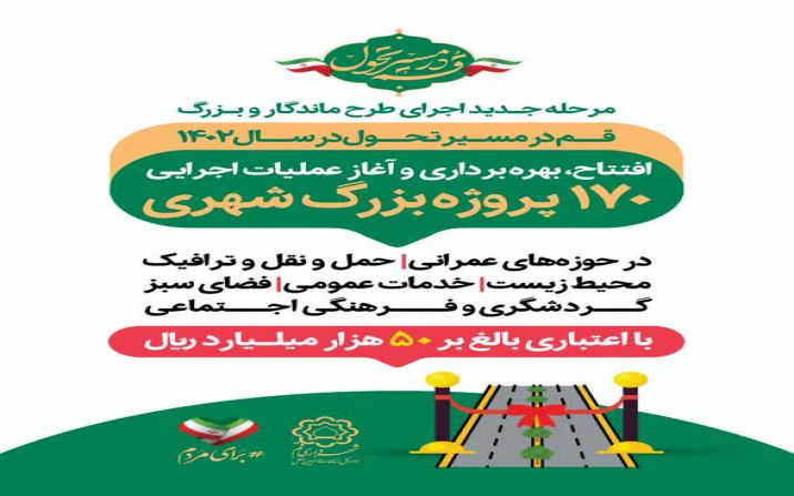 50 هزار میلیارد ریال پروژه در قم افتتاح و یا عملیات اجرایی آن آغاز می شود 50 هزار میلیارد ریال پروژه در قم افتتاح و یا عملیات اجرایی آن آغاز می شود